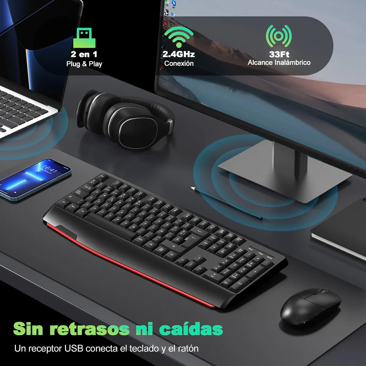 Kit Teclado y Mouse Inalámbricos 2.4ghz Española - Imagen 2