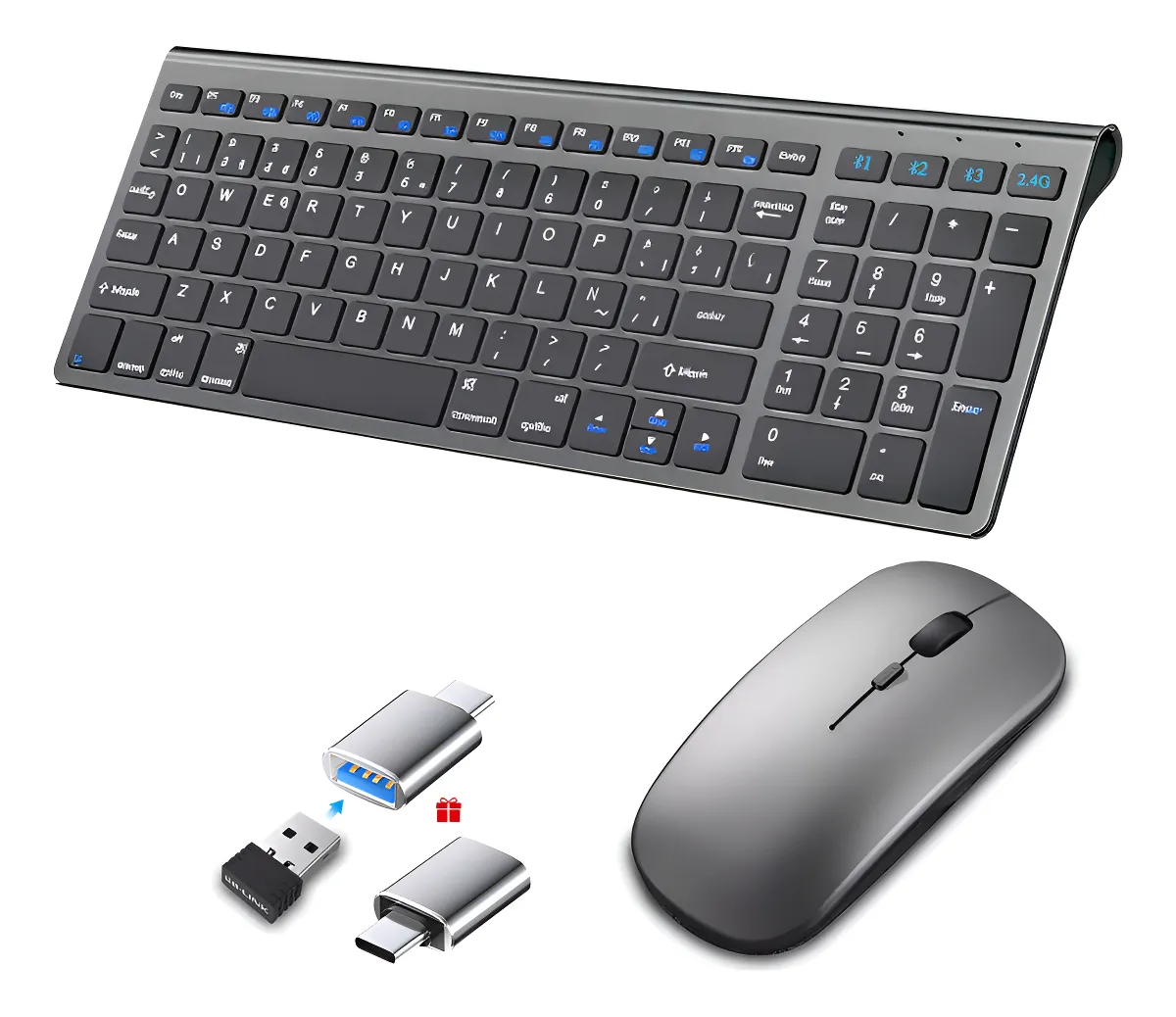 Kit Teclado y Mouse Inalambrico Recargable Español Bluetooth
