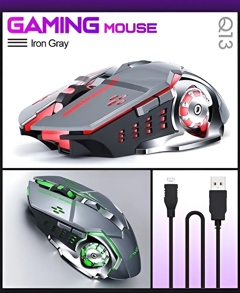 Mouse gamer de juego inalámbrico recargable X8 metal grey - Imagen 2
