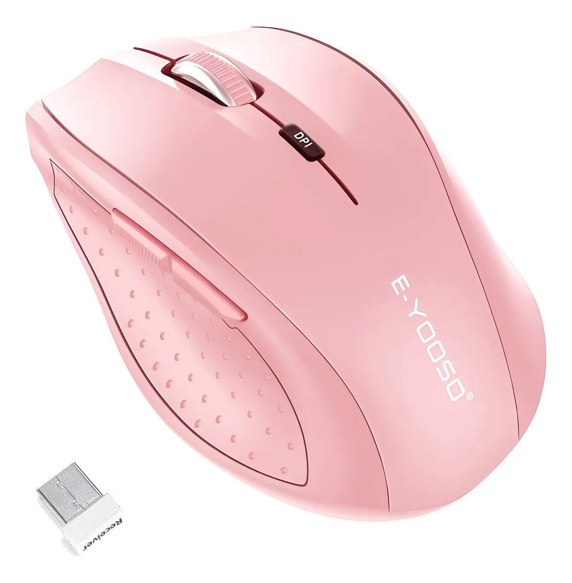 Mouse Rosa Inalambrico Ergonomico Con Receptor Usb